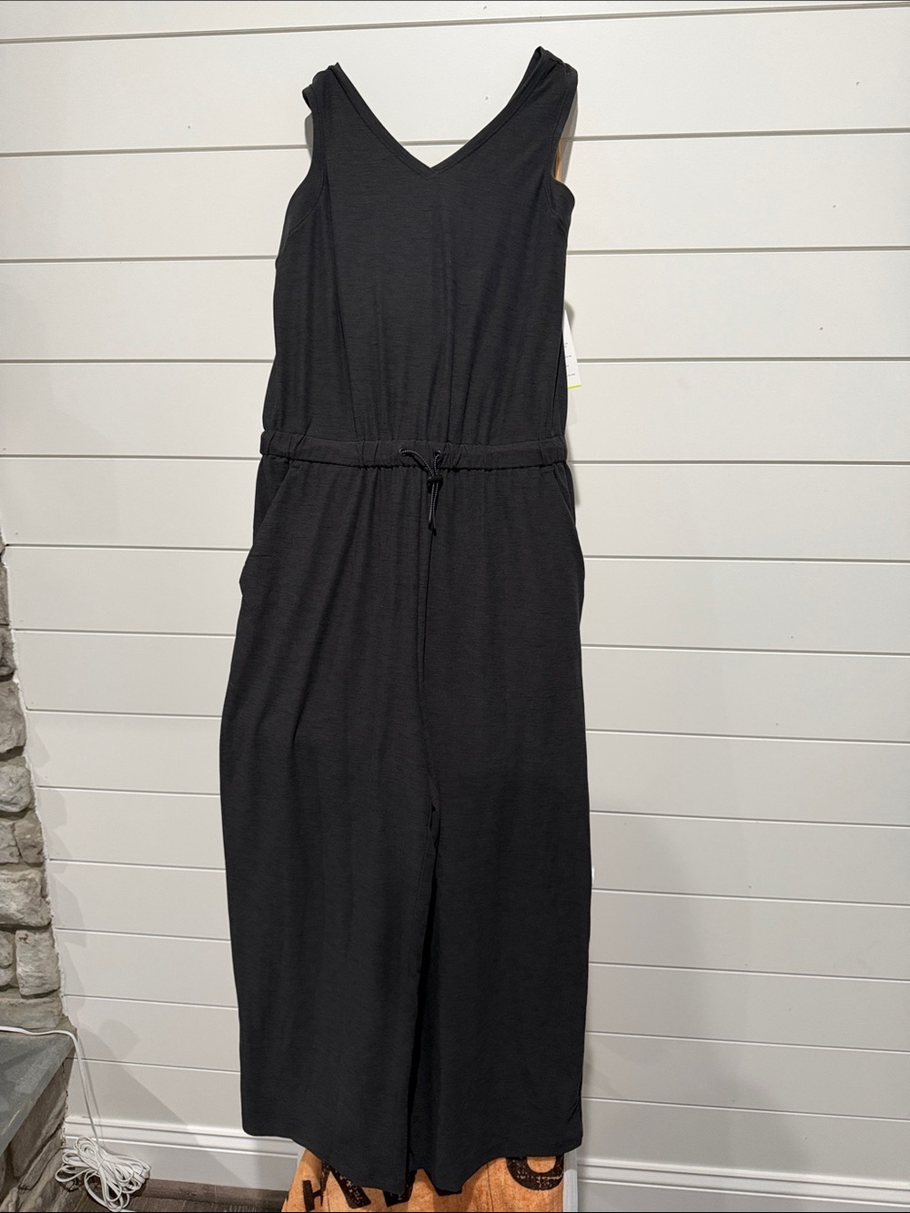 Old Navy dark gray romper jump suit with waist cinch draw string